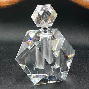 Carol Channing Black Saks Fifth Ave Perfume Bottle 1960's Geometric Design Glass